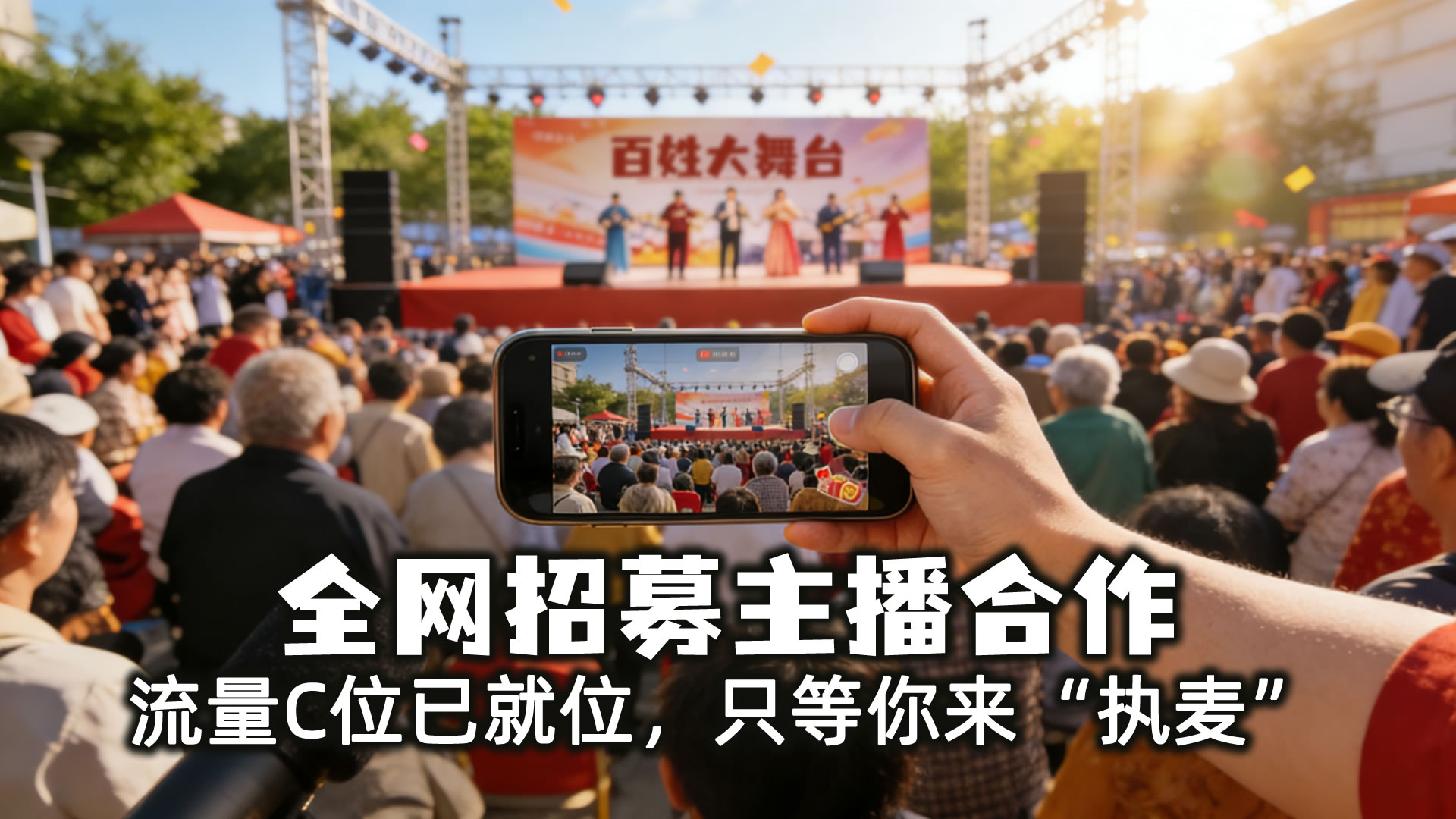 百姓大舞台全网招募合作主播！